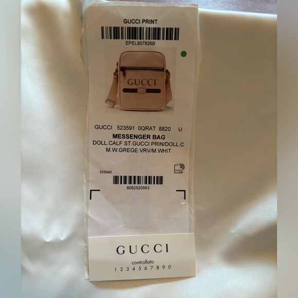 Gucci Off White Logo Print Leather Vertical Messenger Bag Small. - Picture 9 of 14